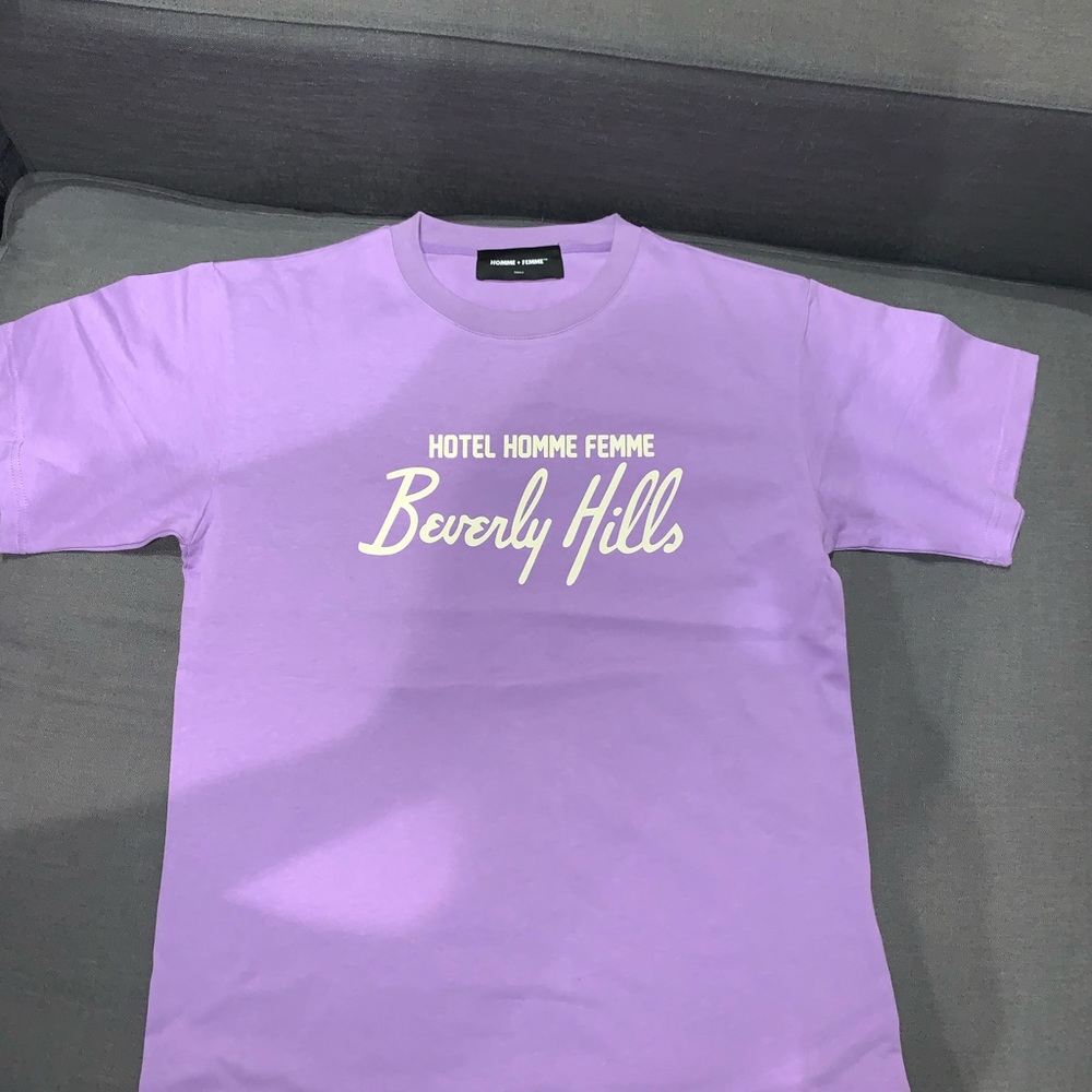 NWOT Homme Femme Tee T-Shirt Small  men's and women's Purple Cotton Short sleeve